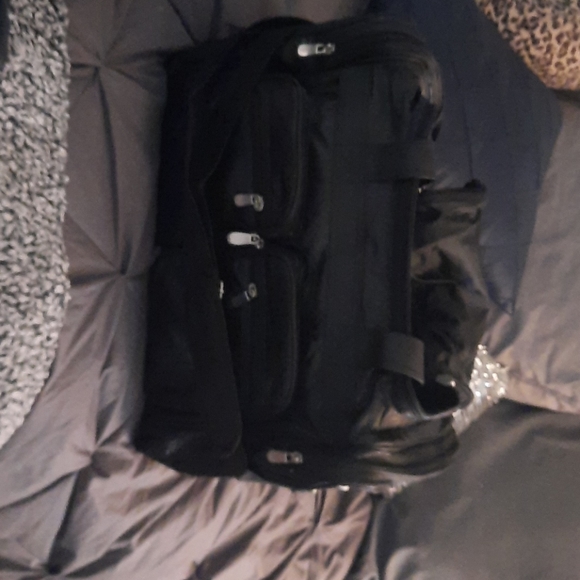 Leather duffel bag